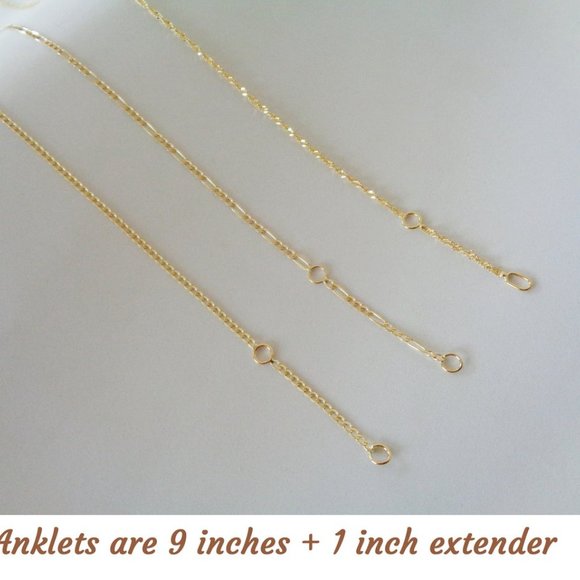 *SOLD* Solid Gold Anklet, 10K Real Gold Ankle Bracelet - Picture 4 of 5